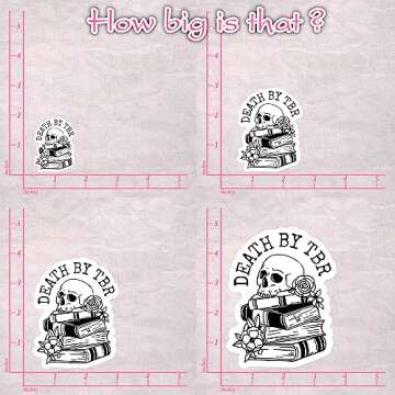 STICKYAME (3pcs) Death by TBR Sticker, Book Lover Sticker, Book Nerd Sticker, Bookish Sticker, Skull Sticker, Funny Skull Stickers, Kindle Stickers, Reading Stickers, Bookish Stickers, Bookish Water
