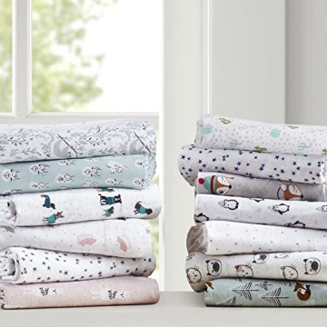 Soft Cotton Flannel Animal Stars Twin Sheet Set for Winter