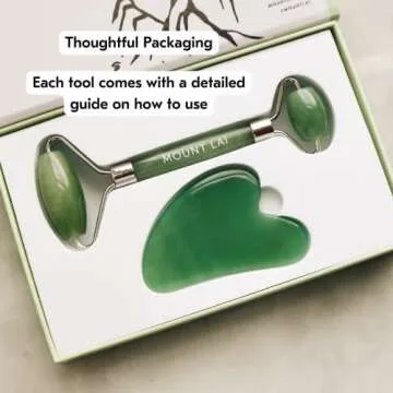 Mount Lai Jade Facial Spa Set, Jade Roller and Gua Sha Facial Tools Set, Guasha Tool for Face to Relieve Muscle Tension and Reduce Puffiness, Anti Aging Skin Care Sets for Women