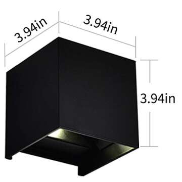 LPINYE 12W LED Up and Down Wall Lamp Aluminum Outdoor Wall Light IP65 Waterproof Modern Lighting Nordic Style Indoor Wall Lamp Warm Light, Living Room, Porch, Courtyard, Restaurant (Black)