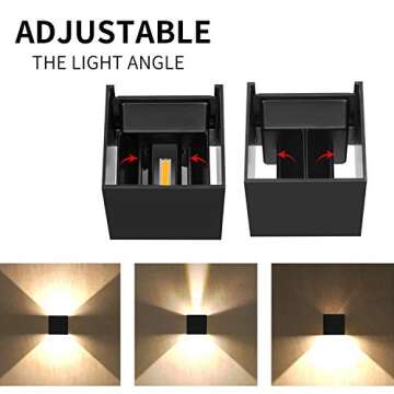LPINYE 12W LED Up and Down Wall Lamp Aluminum Outdoor Wall Light IP65 Waterproof Modern Lighting Nordic Style Indoor Wall Lamp Warm Light, Living Room, Porch, Courtyard, Restaurant (Black)