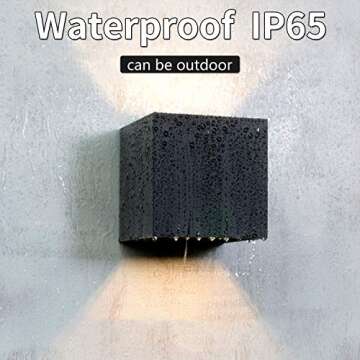 LPINYE 12W LED Up and Down Wall Lamp Aluminum Outdoor Wall Light IP65 Waterproof Modern Lighting Nordic Style Indoor Wall Lamp Warm Light, Living Room, Porch, Courtyard, Restaurant (Black)