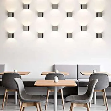 LPINYE 12W LED Up and Down Wall Lamp Aluminum Outdoor Wall Light IP65 Waterproof Modern Lighting Nordic Style Indoor Wall Lamp Warm Light, Living Room, Porch, Courtyard, Restaurant (Black)