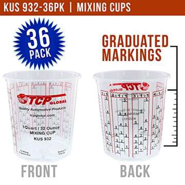 Custom Shop Paint Mixing Cups Plastic Measuring Cup Epoxy Resin, Disposable or Reusable, 32-Ounce (Q...