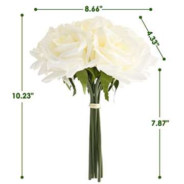 Eyamumo Fake Flowers, Faux Silk Real Touch Artificial Rose Flowers for Decoration DIY, Wedding Party, Home Office Decoration and Dining Table Centerpiece, 7Pcs (White-30cm, 30CM)