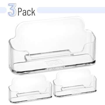 Mr. Pen - Acrylic 3 Pack, Plastic Business Card Holder for Desk