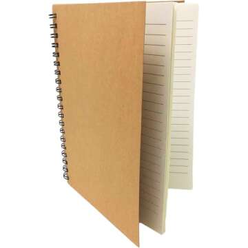 K-Kraft Notepads with Kraft Paper Covers (5 x 7 with Inside Flap Pocket 3-Pack, 60 sheets per notepad)