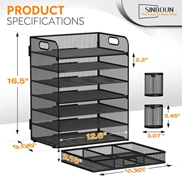Sinboun 7-Tier Metal Desk Organizer with Drawer