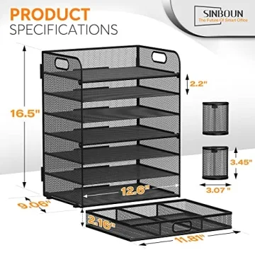 Sinboun 7-Tier Metal Desk Organizer with Drawer