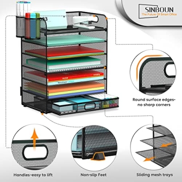Sinboun 7-Tier Metal Desk Organizer with Drawer
