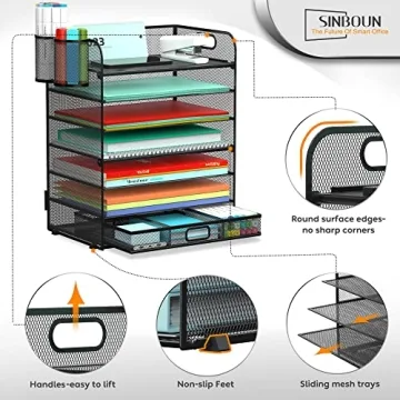 Sinboun 7-Tier Metal Desk Organizer with Drawer
