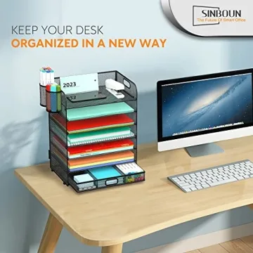 Sinboun 7-Tier Metal Desk Organizer with Drawer