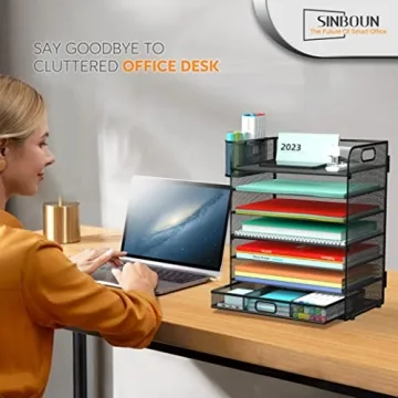Sinboun 7-Tier Metal Desk Organizer with Drawer