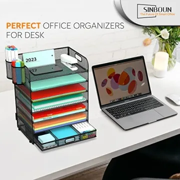 Sinboun 7-Tier Metal Desk Organizer with Drawer