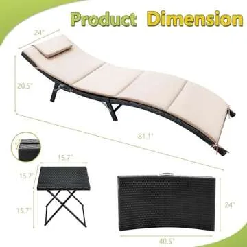 Flamaker 3pc Outdoor Chaise Lounge Set with Cushions
