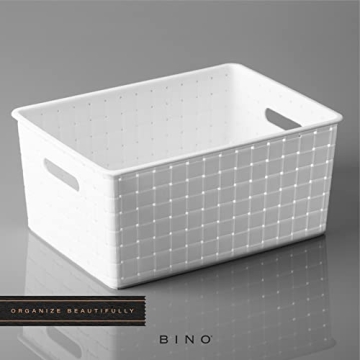 BINO Small White Plastic Basket | Multi-Use Storage Solution