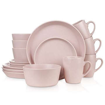 Stone Lain Albie Modern Dinnerware Set for 4, Pink