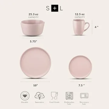 Stone Lain Albie Modern Dinnerware Set for 4, Pink