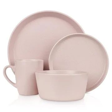 Stone Lain Albie Modern Dinnerware Set for 4, Pink