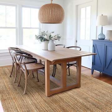 IRONGATE Jute Handspun Area Rug - Premium Jute Handwoven Reversible Chunky Textured Tan Beige Neutra...