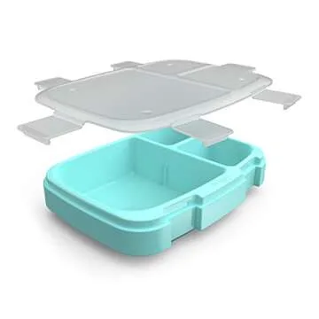 Bentgo Fresh Tray (Aqua) with Transparent Cover - Reusable, BPA-Free, 4-Compartment Meal Prep Contai...