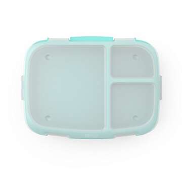 Bentgo Fresh Tray (Aqua) with Transparent Cover - Reusable, BPA-Free, 4-Compartment Meal Prep Container with Built-In Portion Control for Healthy At-Home Meals and On-the-Go Lunches