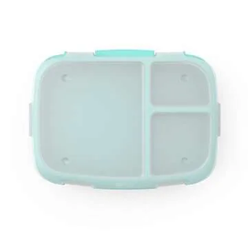 Bentgo Fresh Tray (Aqua) with Transparent Cover - Reusable, BPA-Free, 4-Compartment Meal Prep Container with Built-In Portion Control for Healthy At-Home Meals and On-the-Go Lunches