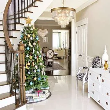 A AXILIXI Gold Crystal Chandelier for Dining Room