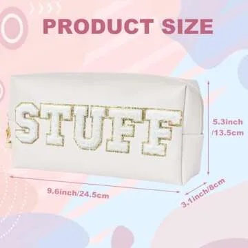 Burskit Preppy Patch Stuff Portable Makeup Bag Bulk Pu Leather Cosmetic Bag Waterproof Travel Organi...