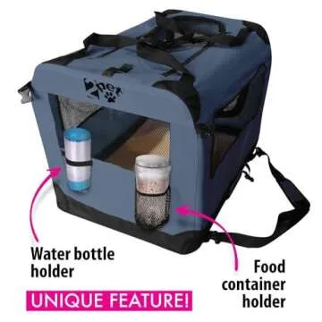 2PET Foldable Dog Crate - Soft, Easy to Fold & Carry Dog Crate for Indoor & Outdoor Use - Comfy Dog Home & Dog Travel Crate - Strong Steel Frame, Washable Fabric Cover, Frontal Zipper Medium Blue