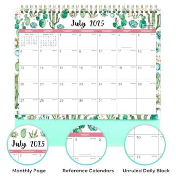 2025-2026 Desk Calendar with Memo Pages & Holidays