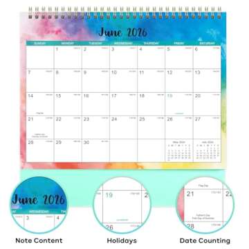 2025-2026 Desk Calendar with Memo Pages & Holidays