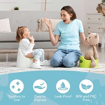 TidyTots Disposable Potty Chair Liners - Value Pack - Universal fits most potty chairs - 32 Liners