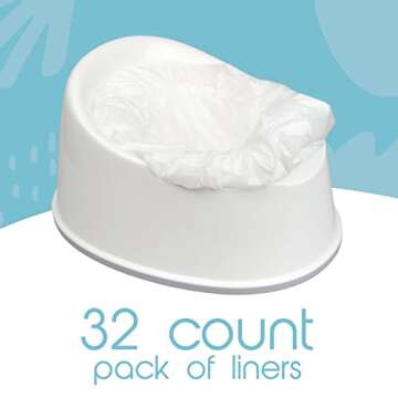 TidyTots Disposable Potty Chair Liners - Value Pack - Universal fits most potty chairs - 32 Liners