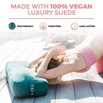 AJNA Yoga Bolster Pillow - Luxurious 100% Organic Vegan Suede - Yoga Bolster for Restorative Yoga - Rectangular Yoga Pillow with Carry Handle - Machine Washable Cover