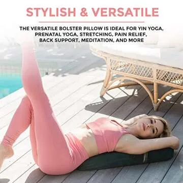 AJNA Yoga Bolster Pillow - Luxurious 100% Organic Vegan Suede - Yoga Bolster for Restorative Yoga - Rectangular Yoga Pillow with Carry Handle - Machine Washable Cover