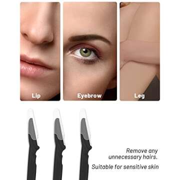 MoHern Dermaplaning Tool for Face, 30 Pcs Dermaplane Razor for Face, Multipurpose Face Razors for Women and Men, Black