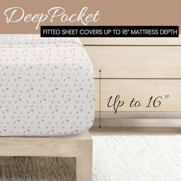 Linen Market Patterned Microfiber King Sheet Set 4 Piece – Oeko-TEX Certified Ultra Soft & Wrinkle-Free - 16" Deep Pocket Sheets - Easy Care King Size - Soft Floral Pink