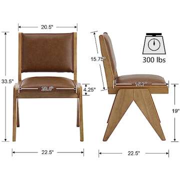 VESCASA Upholstered Dining Chairs with Light Brown Wood Legs, Faux Leather Mid-Century Modern PU Pad...