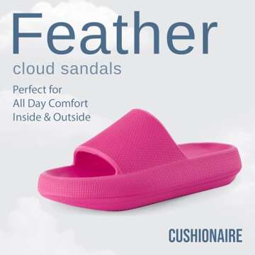CUSHIONAIRE Feather Slides – Comfortable Cloud Cushion House Slippers for Women, Indoor Outdoor EV...