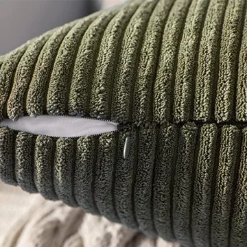 MIULEE Olive Green Corduroy Pillow Covers Set of 2
