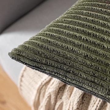 MIULEE Olive Green Corduroy Pillow Covers Set of 2