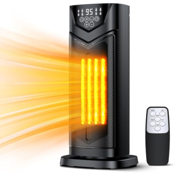 Space Heater, DUEDE 1500W Electric PTC Ceramic Heater for Indoor Use with Thermostat & 4 Fan Mode, 1...