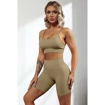 QINSEN Women Yoga 2 Piece Set - Sport Bra & Shorts