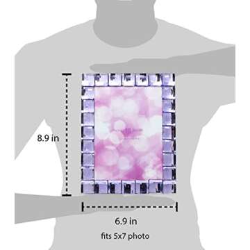 Isaac Jacobs Light Purple Jewel Picture Frame - 5x7 Display