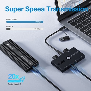 10Gbps USB-C Hub 6 Ports High-Speed Data Transfer