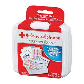 Johnson & Johnson First Aid To Go Portable Mini Travel Kit, 12 pieces