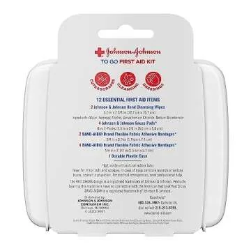 Johnson & Johnson First Aid To Go Portable Mini Travel Kit, 12 pieces