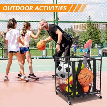 Oududianzi Rolling Sports Ball Storage Organizer for Families