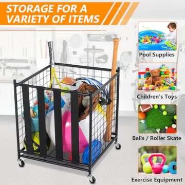 Oududianzi Rolling Sports Ball Storage Organizer for Families